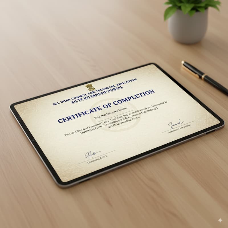 Certificate of completion for AICTE Internship