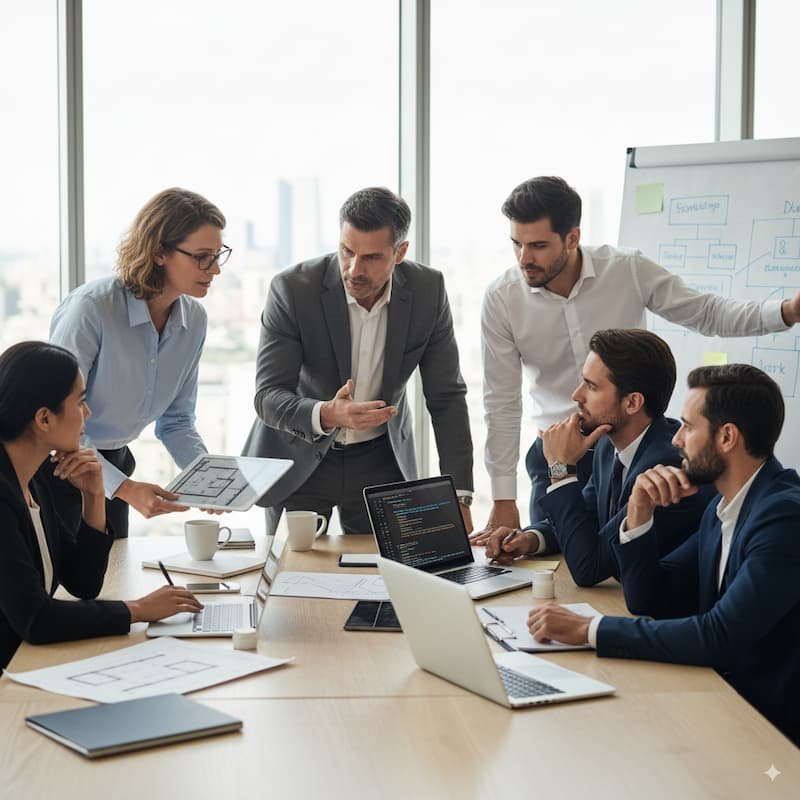 Professionals collaborating during AICTE Internship