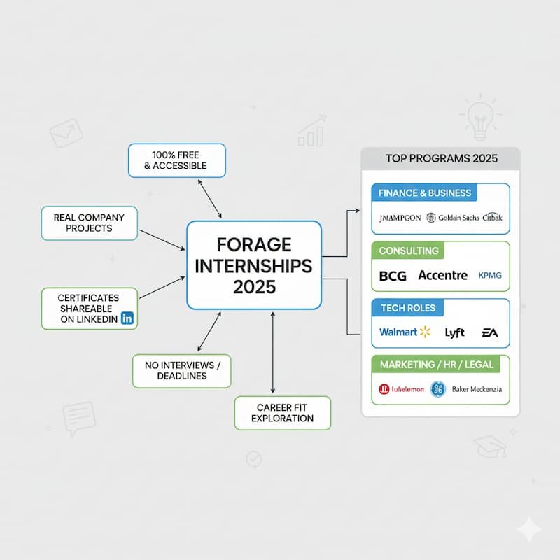 benefits and top programs of Forage Internships 2025, including finance, consulting, tech, and marketing pathways