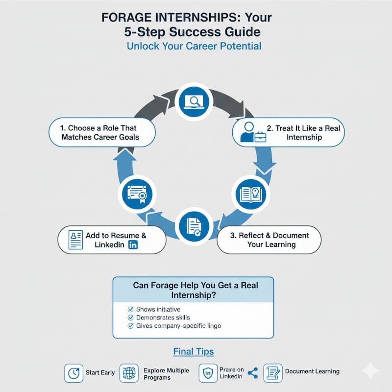 5 steps to use Forage Internships effectively, plus bonus insights on getting real internships and final tips