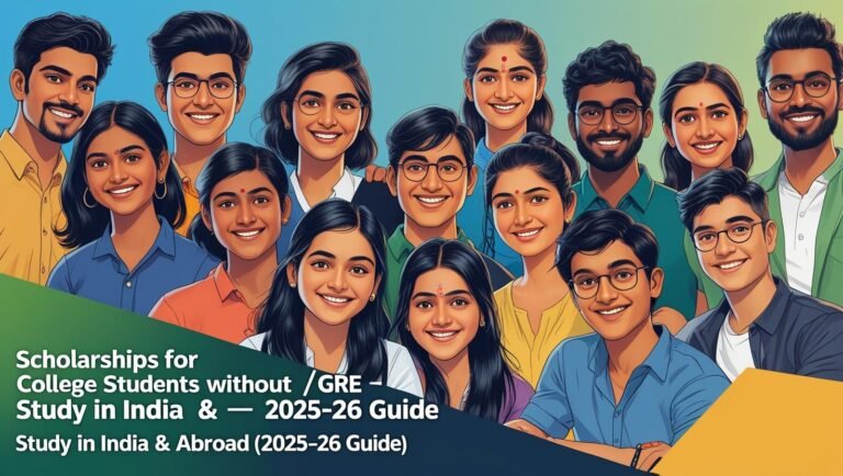 Scholarships for College Students Without IELTS/GRE – Study in India & Abroad (2025–26 Guide)