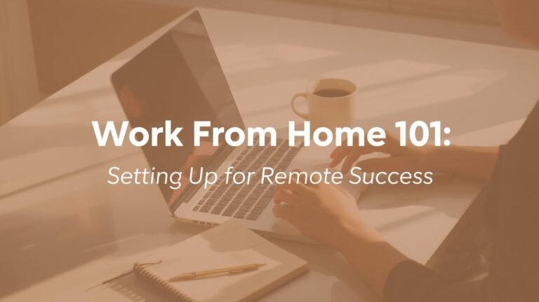 "A modern and ergonomic home office setup designed for remote work, featuring a desk, laptop, and comfortable chair."