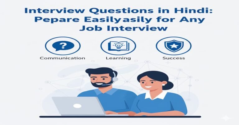 Indian candidate preparing for a job interview by practicing common questions in Hindi