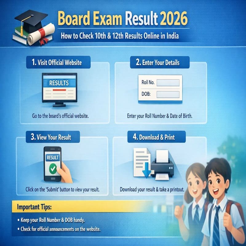 Students checking Board Exam Result 2026 online for 10th and 12th in India